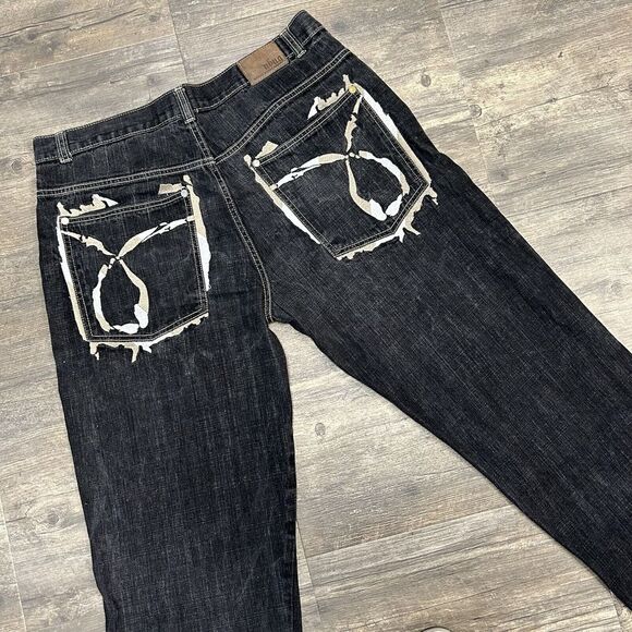 Vintage Ubug Embroidered Pocket‎ Loose Fit Straight Leg Jeans 40x34 Skater - Picture 1 of 12